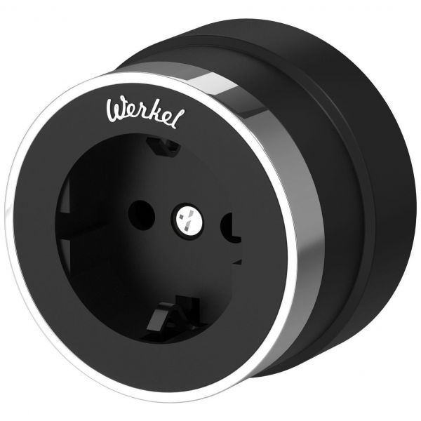 Розетка с заземлением Vintage (черный матовый/хром) Werkel W5871051