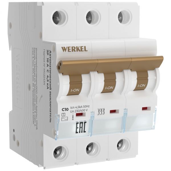 Автоматический выключатель 3P 10 A C 4,5 кА Werkel W903P104