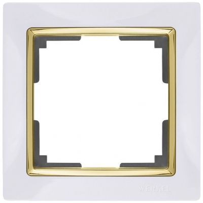 Рамка 1-местная Werkel W0011933 белый, вставка золото (WL03-Frame-01-white-GD)