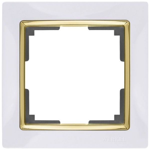 Рамка 1-местная Werkel W0011933 белый, вставка золото (WL03-Frame-01-white-GD)