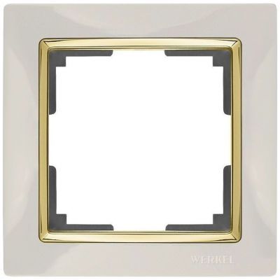 Рамка 1-местная Werkel W0011932 слоновая кость, вставка золото (WL03-Frame-01-ivory-GD)