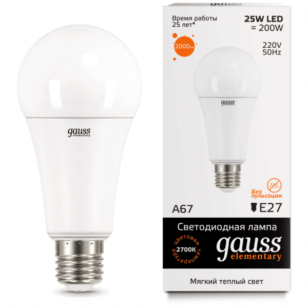 Лампа Gauss 73215 LED Elementary A67 25W E27 3000K