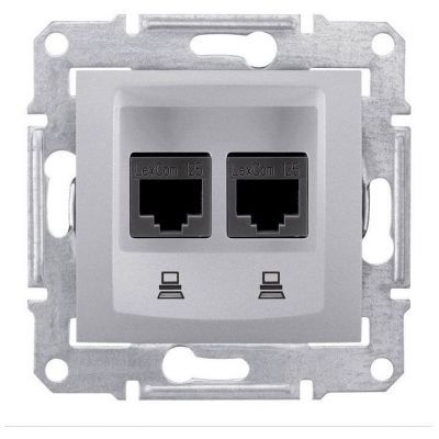 Розетка компьютерная 2-ая Schneider Electric Sedna Алюминий RJ45 кат. 5e STP