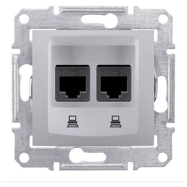 Розетка компьютерная 2-ая Schneider Electric Sedna Алюминий RJ45 кат. 5e STP