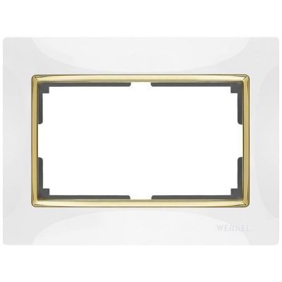 Рамка для двойной розетки Werkel W0081933 белый, вставка золото (WL03-Frame-01-DBL-white-GD)