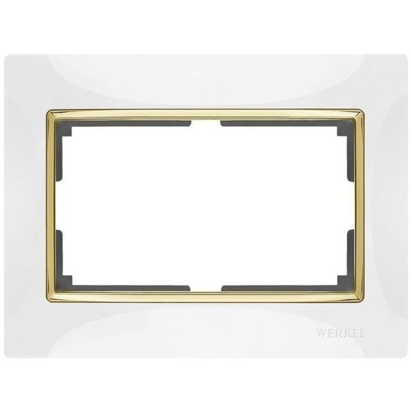 Рамка для двойной розетки Werkel W0081933 белый, вставка золото (WL03-Frame-01-DBL-white-GD)