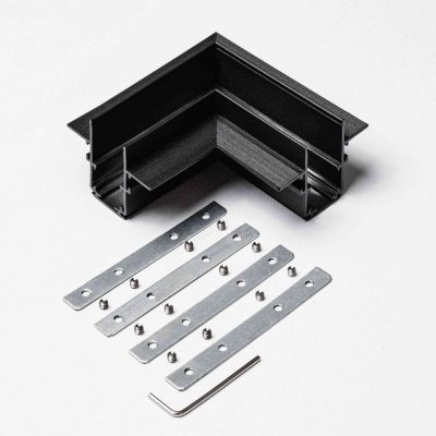 Угловой коннектор для встраиваемого магнитного трекового шинопровода под ГКЛ 12,5мм MKA-3R-CC-B, Черный