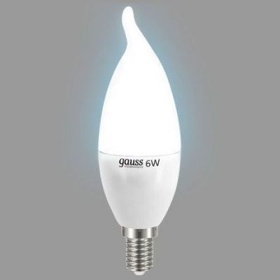 Лампа светодиодная Gauss Elementary LED свеча на ветру 6W E14 2700K