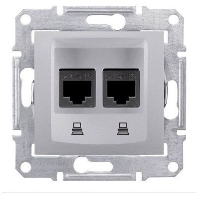 Розетка компьютерная 2-ая Schneider Electric Sedna Алюминий RJ45 кат. 5e UTP