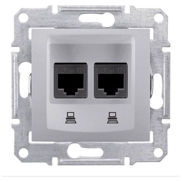 Розетка компьютерная 2-ая Schneider Electric Sedna Алюминий RJ45 кат. 5e UTP