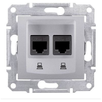 Розетка компьютерная 2-ая Schneider Electric Sedna Алюминий RJ45 кат. 6 UTP