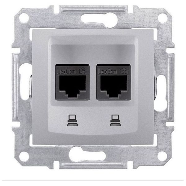 Розетка компьютерная 2-ая Schneider Electric Sedna Алюминий RJ45 кат. 6 UTP