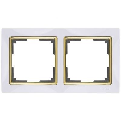 Рамка 2-местная Werkel W0021933 белый, вставка золото (WL03-Frame-02-white-GD)