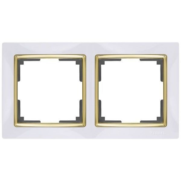 Рамка 2-местная Werkel W0021933 белый, вставка золото (WL03-Frame-02-white-GD)