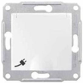 Розетка 1-я Schneider Electric Sedna Белый с/з с защитными шторками с крышкой IP44