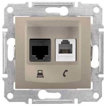 Розетка двойная ТЛФ + комп Schneider Electric Sedna Титан кат.5е UTP (RJ11+RJ45)