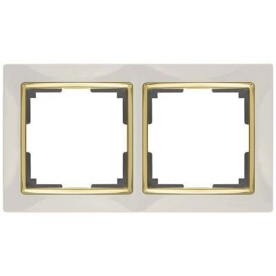 Рамка 2-местная Werkel W0021932 слоновая кость, вставка золото (WL03-Frame-02-ivory-GD)