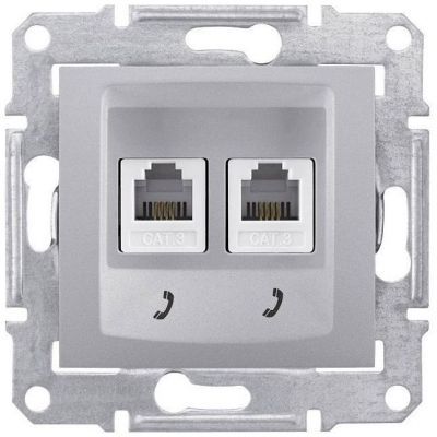 Розетка ТЛФ 2-ая Schneider Electric Sedna Алюминий RJ11