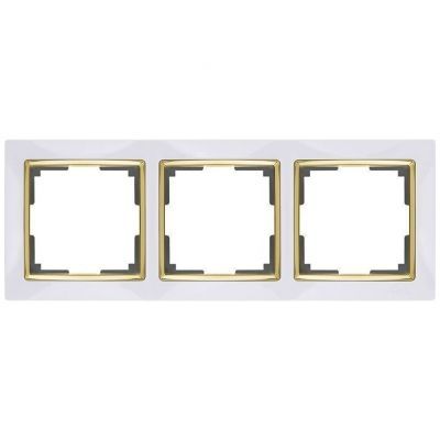 Рамка 3-местная Werkel W0031933 белый, вставка золото (WL03-Frame-03-white-GD)