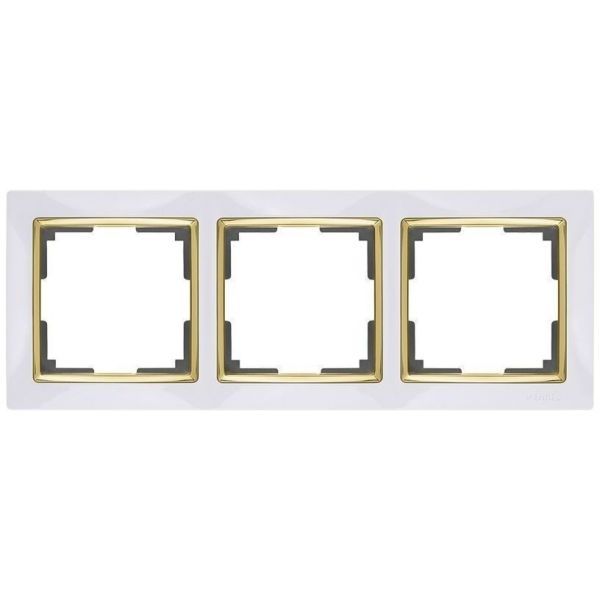 Рамка 3-местная Werkel W0031933 белый, вставка золото (WL03-Frame-03-white-GD)