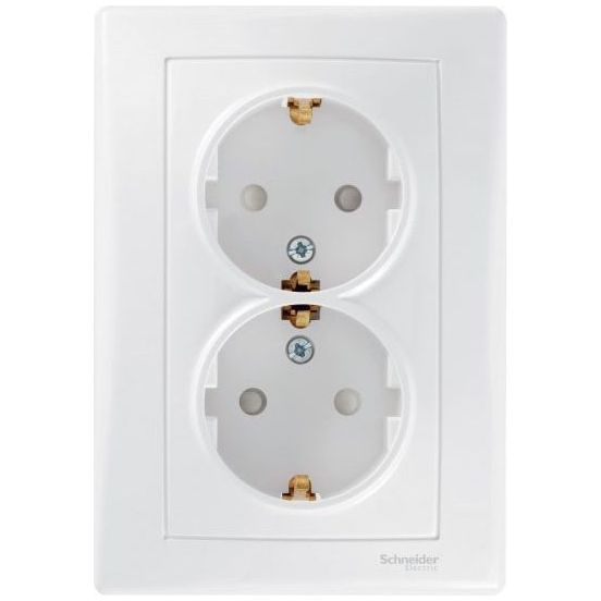Розетка 2-я Schneider Electric Sedna Белый с/з с защитными шторками литая