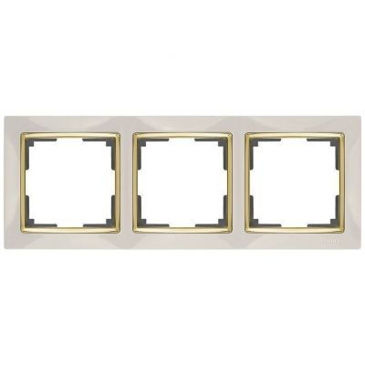 Рамка 3-местная Werkel W0031932 слоновая кость, вставка золото (WL03-Frame-03-ivory-GD)