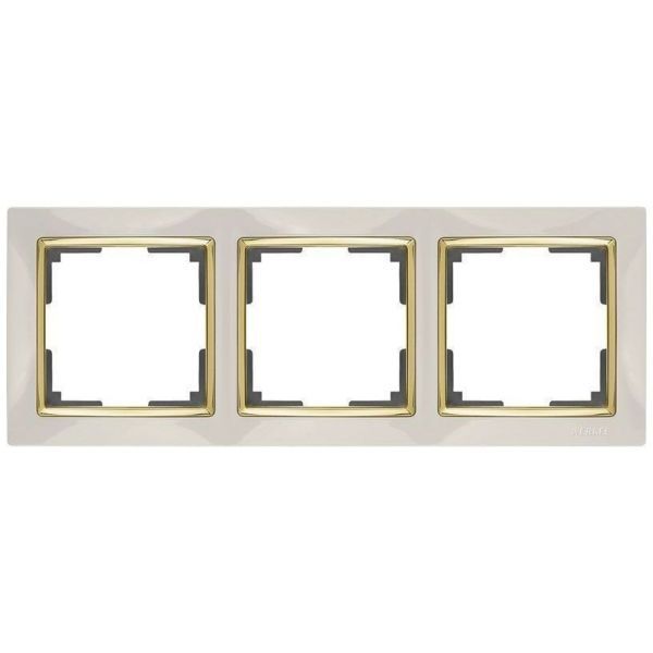 Рамка 3-местная Werkel W0031932 слоновая кость, вставка золото (WL03-Frame-03-ivory-GD)