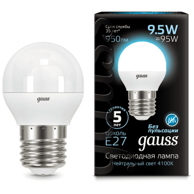 Лампа Gauss 105102210 LED Globe E27 9.5W 4100K