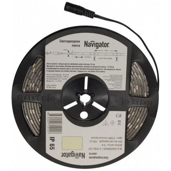 Светодиодная лента Navigator 71 415 NLS-5050WW30-7.2-IP65-12V R5