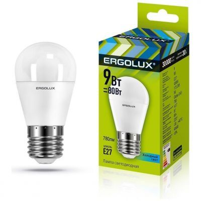 Светодиодная лампа Ergolux LED-G45-9W-Е27-4K