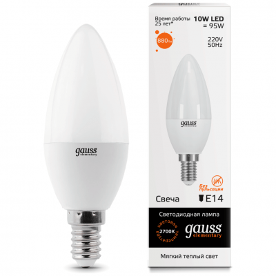 Лампа Gauss 33110 LED Elementary Candle 10W E14 3000K
