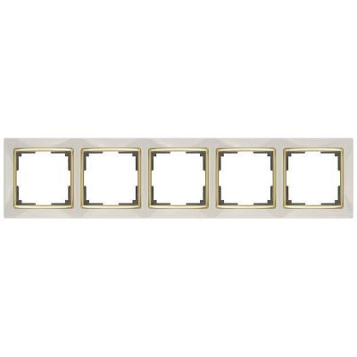 Рамка 5-местная Werkel W0051932 слоновая кость, вставка золото (WL03-Frame-05-ivory-GD)