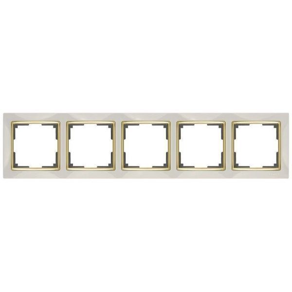 Рамка 5-местная Werkel W0051932 слоновая кость, вставка золото (WL03-Frame-05-ivory-GD)