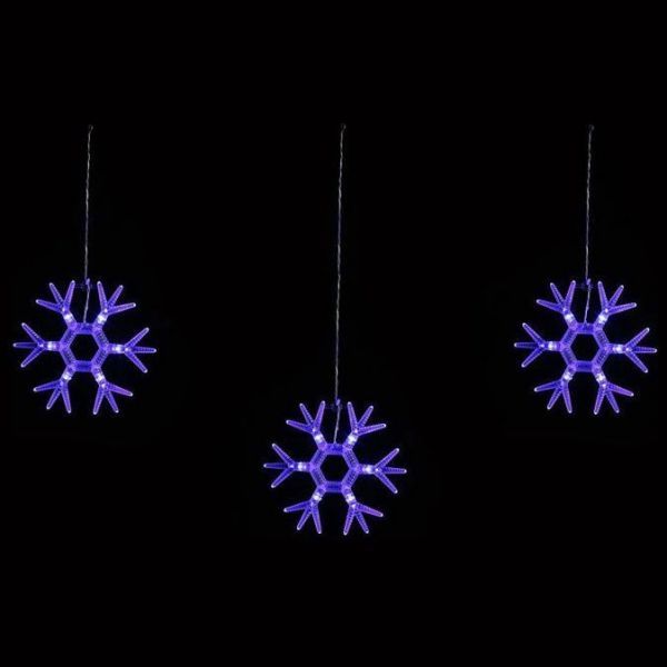 Завеса-гирлянда фигурная для помещений Uniel ULD-E1503-036/DTA BLUE IP20 SNOWFLAKES-1