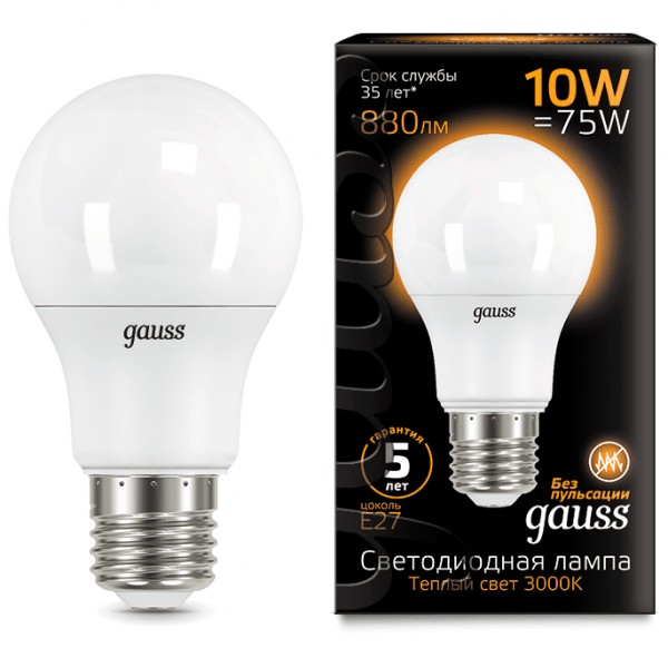Лампа Gauss 102502110 LED A60 10W E27 3000K