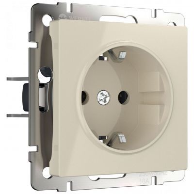 Розетка с з/к со шторками Werkel W1171103 слоновая кость (WL03-SKGS-01-IP44-ivory)