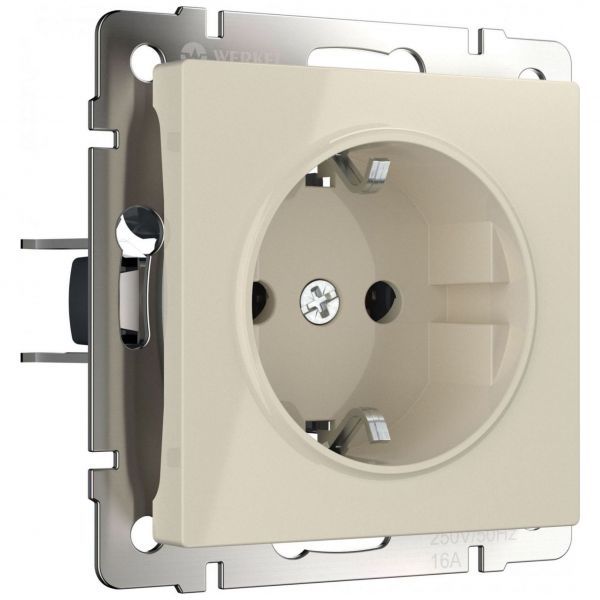Розетка с з/к со шторками Werkel W1171103 слоновая кость (WL03-SKGS-01-IP44-ivory)