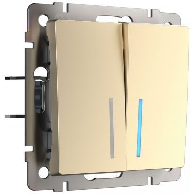 Выключатель двухклавишный с подсветкой Werkel W1120111 шампань (WL11-SW-2G-LED)