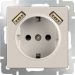 Розетка с з/к со шторками + USB Werkel W1171503 слоновая кость (WL03-SKGS-USBx2-IP20)