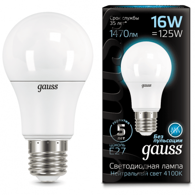 Лампа Gauss 102502216 LED A60 16W E27 4100K