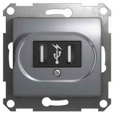 Розетка SE Glossa Алюминий USB GSL000332
