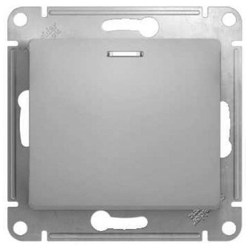 Выключатель 1-клавишный с подсветкой SE Glossa Алюминий, сх.1а GSL000313