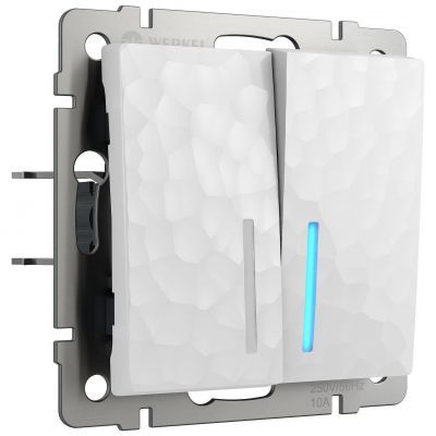 Выключатель двухклавишный проходной с подсветкой Werkel W1222101 белый