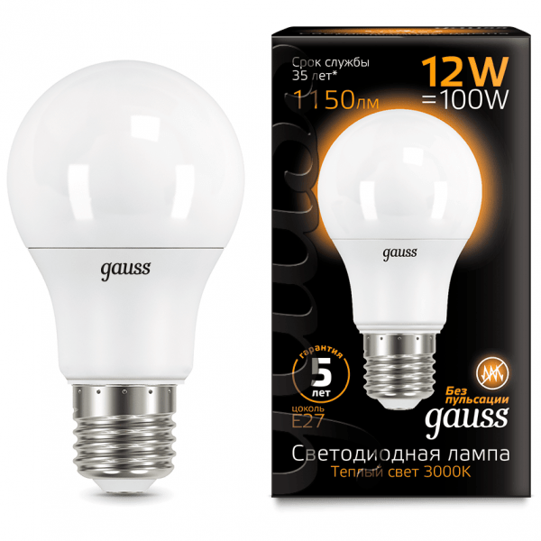 Лампа Gauss 102502112 LED A60 globe 12W E27 3000K