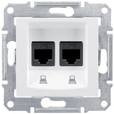 Розетка компьютерная 2-ая Schneider Electric Sedna Белый RJ45 кат. 5e STP