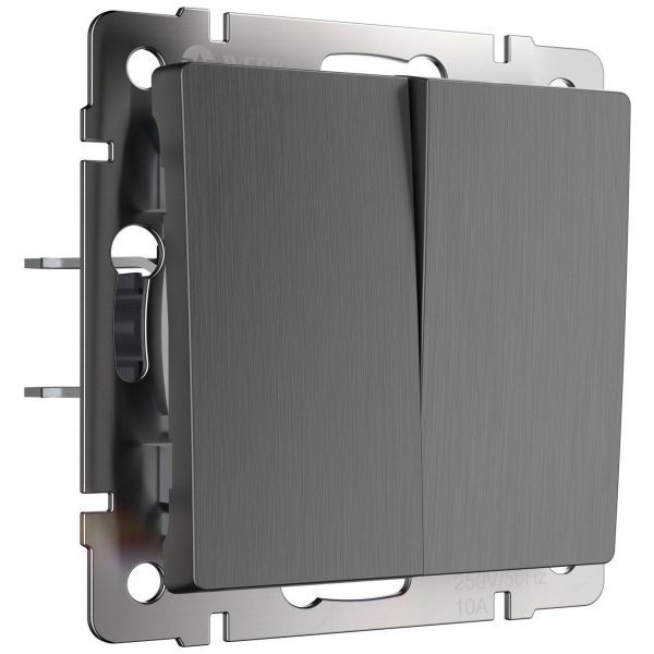 Выключатель двухклавишный проходной Werkel W1122004 графит рифленый (WL04-SW-2G-2W)