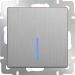 Выключатель 1-клавишный с подсветкой Werkel W1110109 серебро рифленый (WL09-SW-1G-LED)