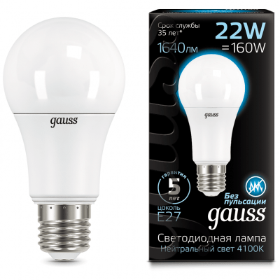 Лампа Gauss 102502222 LED A70 22W E27 4100K