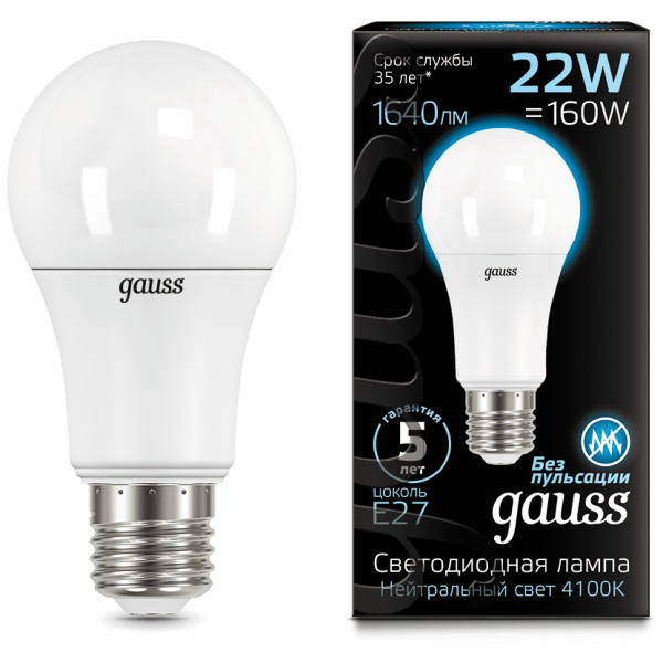 Лампа Gauss 102502222 LED A70 22W E27 4100K