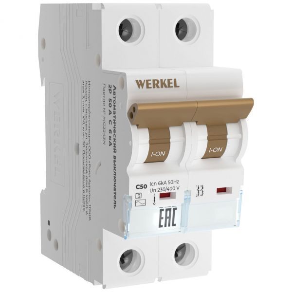 Автоматический выключатель 2P 50 A C 6 кА Werkel W902P506